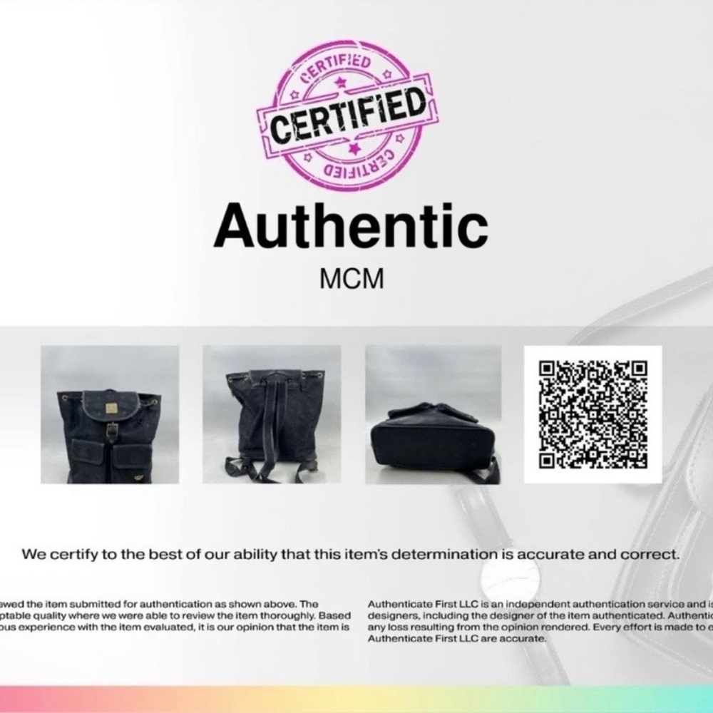 MCM Black Monogram Drawstring Backpack with Gold … - image 2